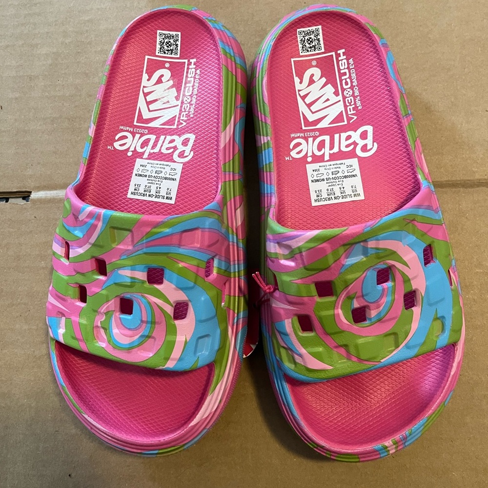 Vans Barbie Pink and Blue Slide Sandals